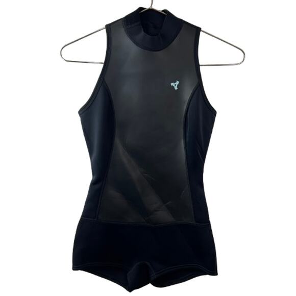 Xcel Black One-Piece Neoprene Mock Neck Full Zip Racerback SpringSuit Size 6 - Picture 1 of 10